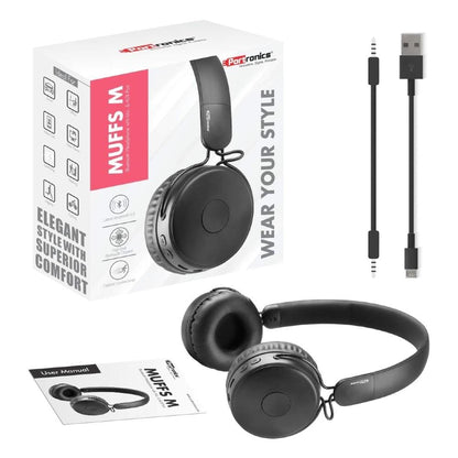 portronics on-ear wireless headphones portronics muffs m wireless bluetooth 5.0 stereo on-ear headphones   