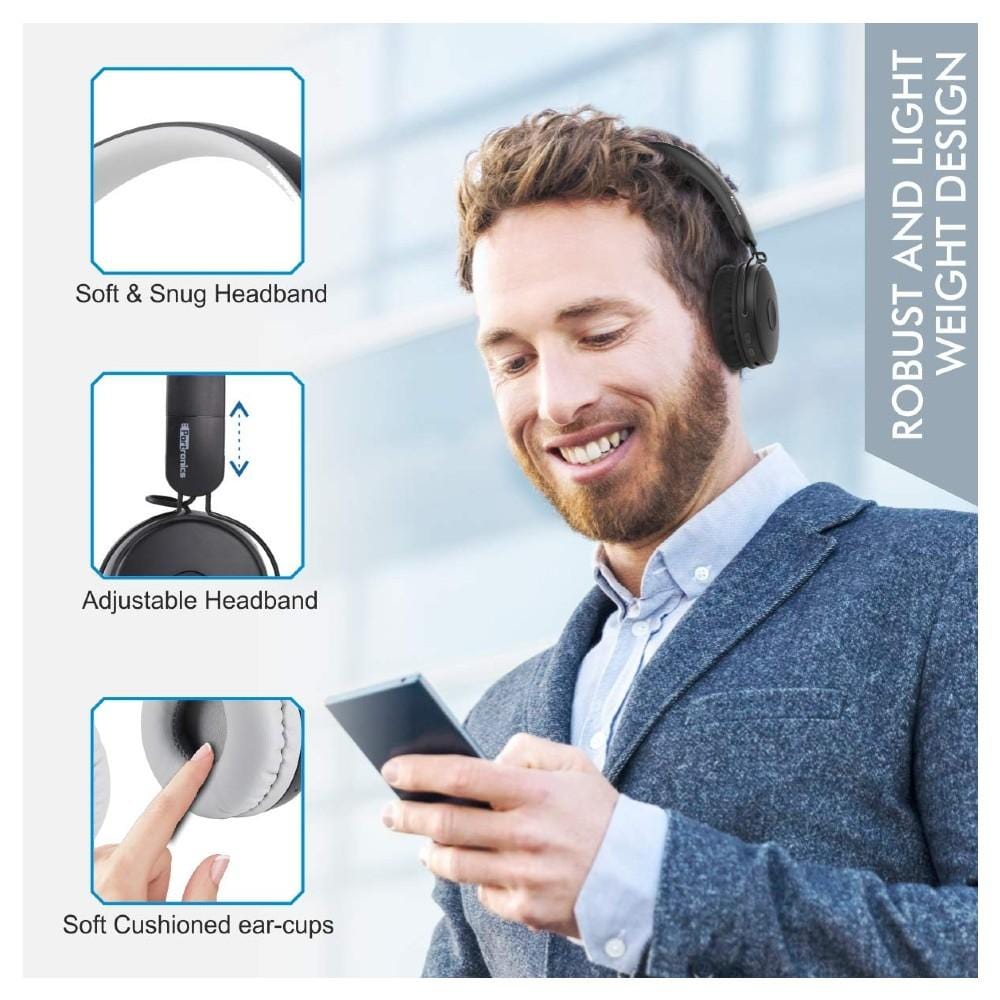 portronics on-ear wireless headphones portronics muffs m wireless bluetooth 5.0 stereo on-ear headphones   #color_grey