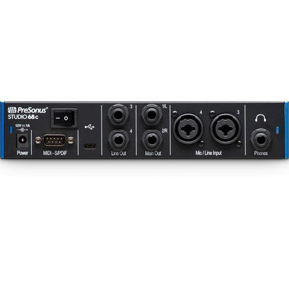 Presonus Audio Interfaces PreSonus Studio 68 c Portable Ultra-High Definition Usb C Audio Interface With Headphone, Polishing Cloth & Cables Bundle
