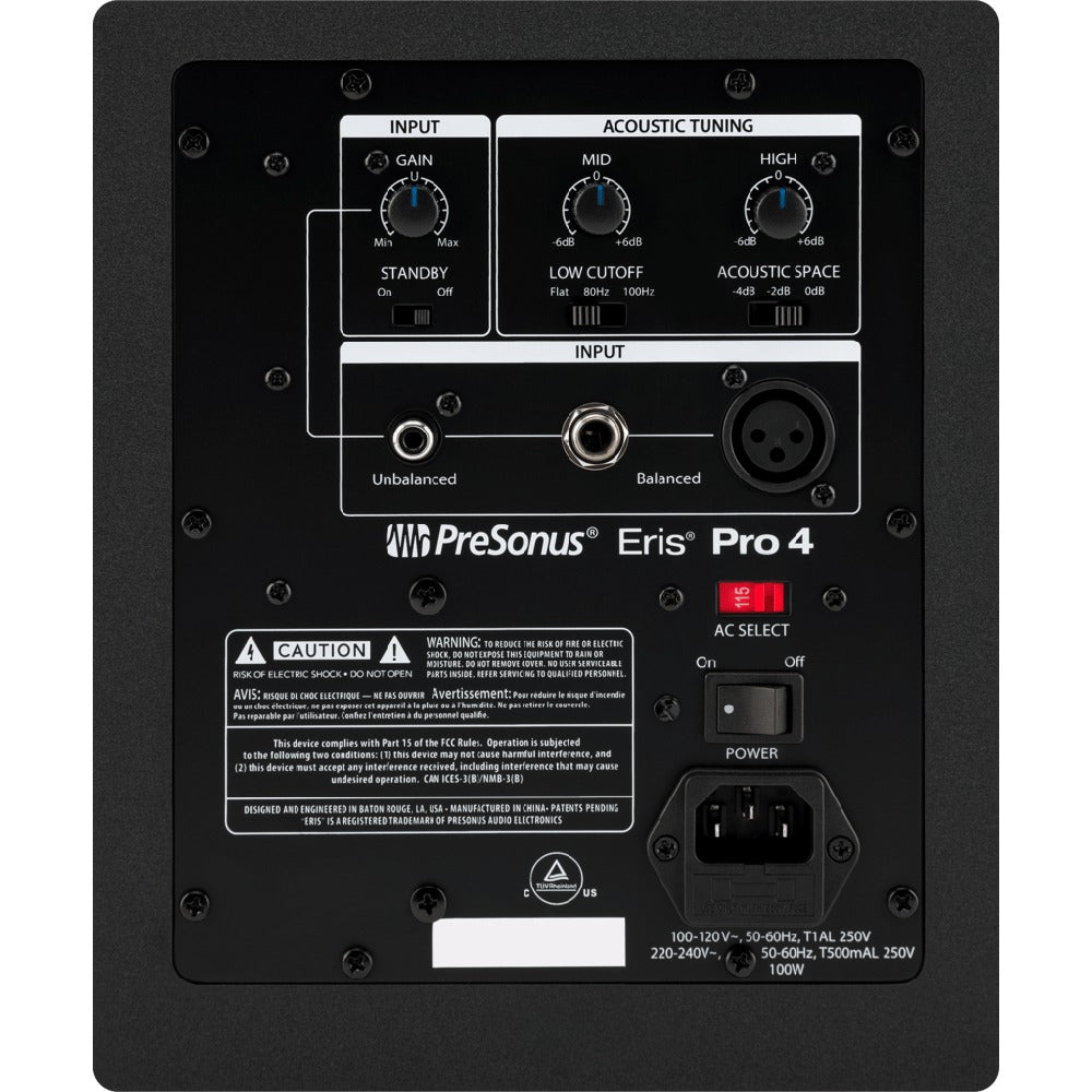Presonus Monitor Speakers Black Presonus Eris Pro 4 2-Way Biamped Active 4.5-Inch Coaxial Studio Monitors - Single