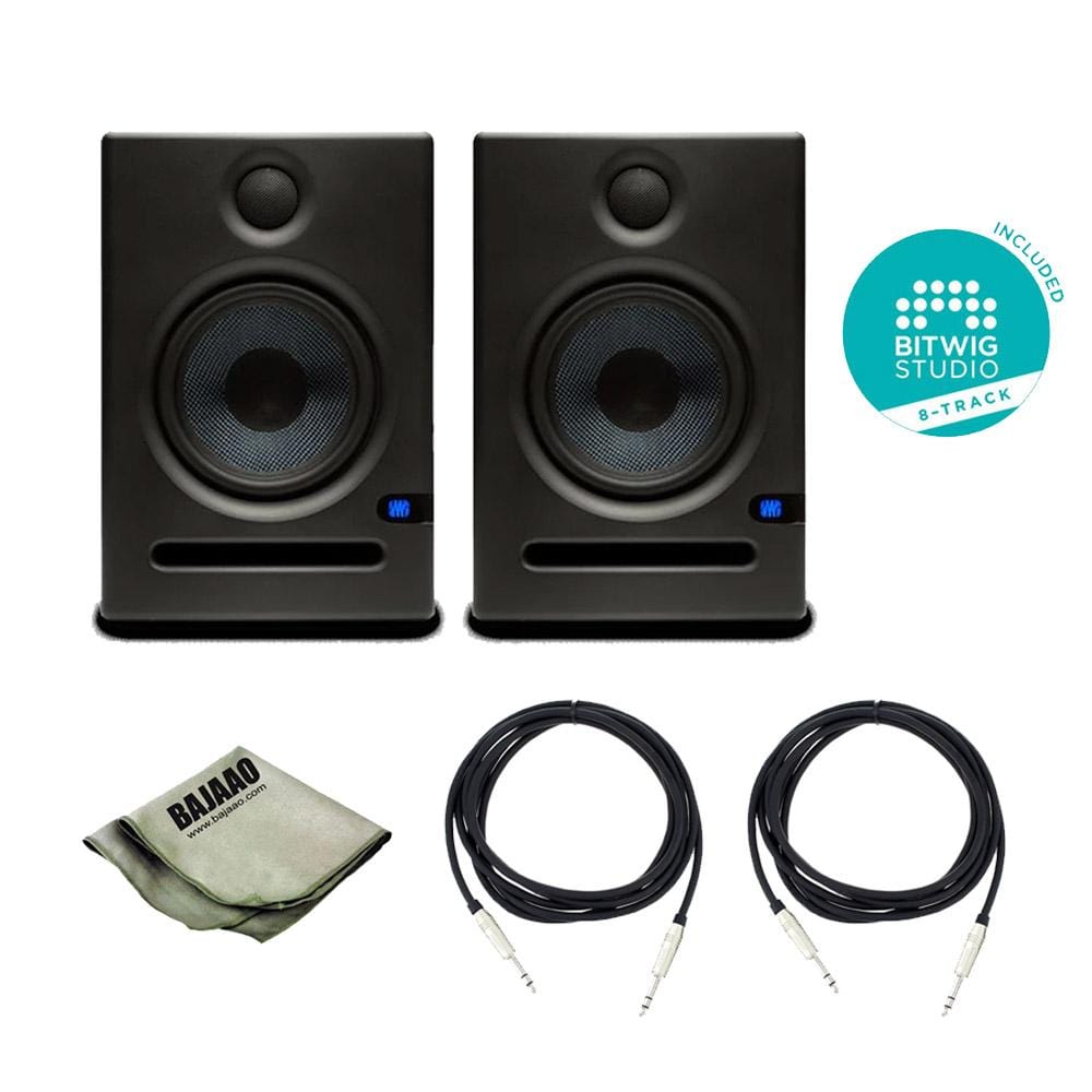 presonus monitor speakers presonus eris e5 2-way active studio monitor/speaker - pair with polishing cloth, 2x trs cables & bitwig software