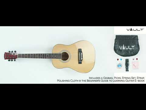 Vault Traveller 34 Inch Acoustic Guitar With Truss Rod, Bag, Strap, Strings, Polishing Cloth, String Winder and Picks - Perfect for Kids (Age 9-12 Years)