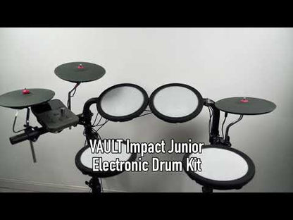 Vault Impact Junior Electronic Drum Kit for Kids with All-Mesh Pads, USB-C Module and 60+ Built-In Sounds – Junior Sized for Kids Under 12