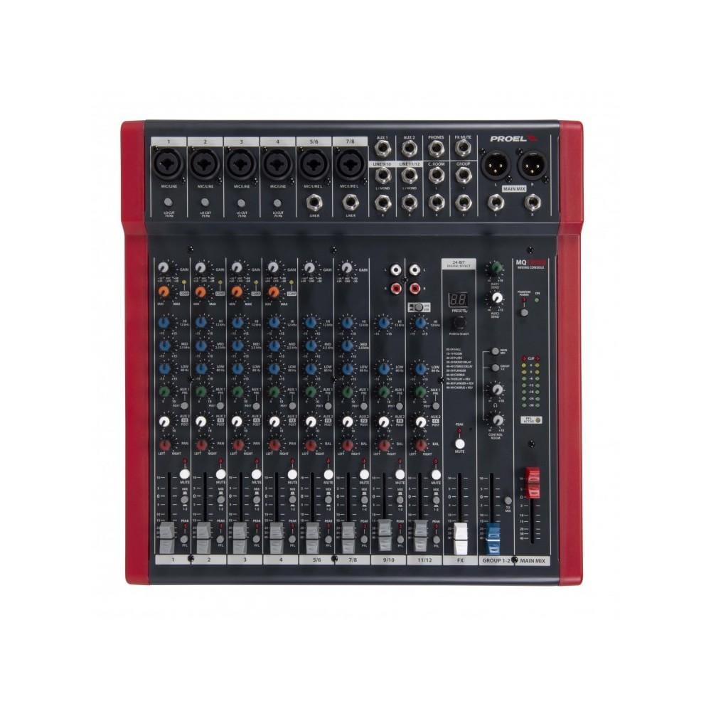 Table De Mixage Proel MQ12USB - 12 Entrées, 4 Bus, Effets Et USB Pour Live, Chant Et Karaoké