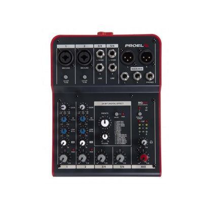 proel analog mixers proel mq6fx compact 6 channel analog mixer with fx