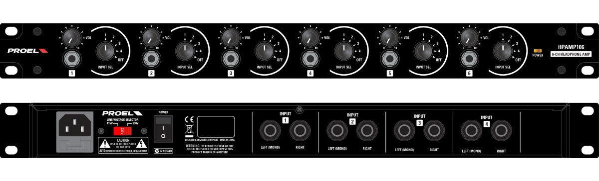 proel headphone amplifiers proel hpamp106 6-ch headphone amplifier