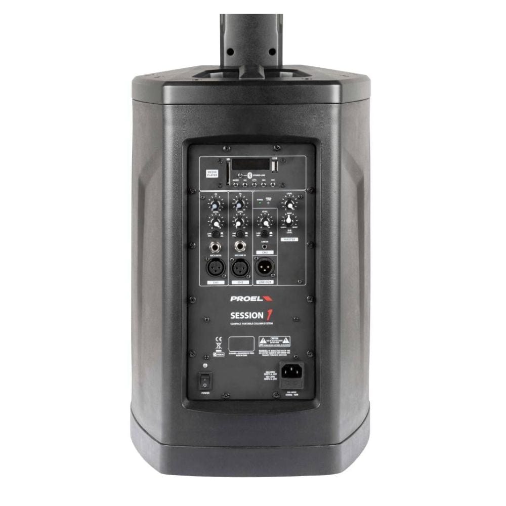proel portable pa systems black proel session 1 compact portable column pa system with mixer and bluetooth 