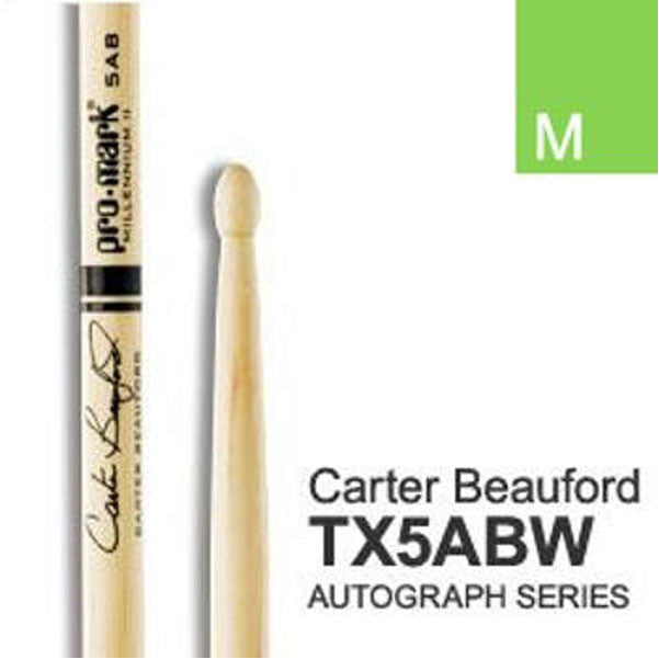 ProMark Drumsticks Promark 5AB Carter Beauford Hickory Wood Tip Drumsticks