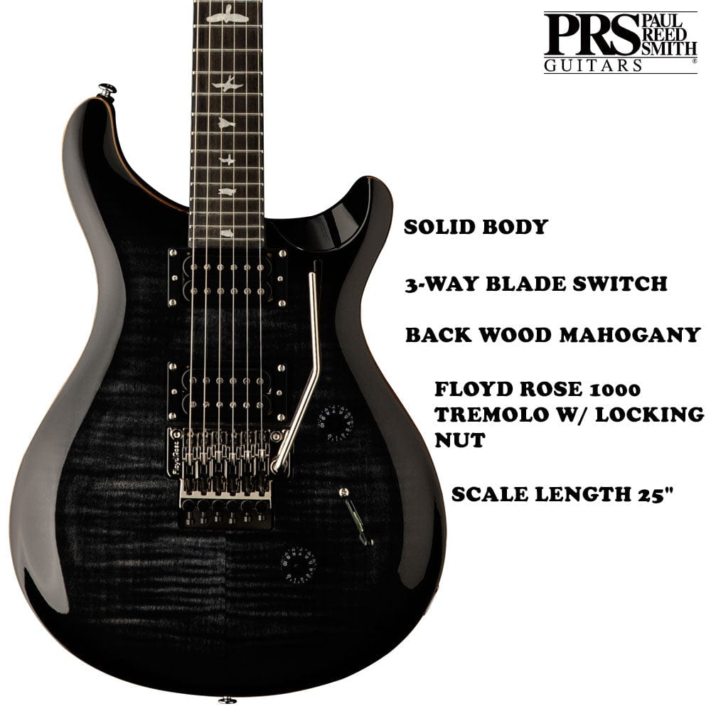 prs electric guitars charcoal burst prs custom 24 floyd 6 string electric guitar with gigbag#color_fire-red-burst