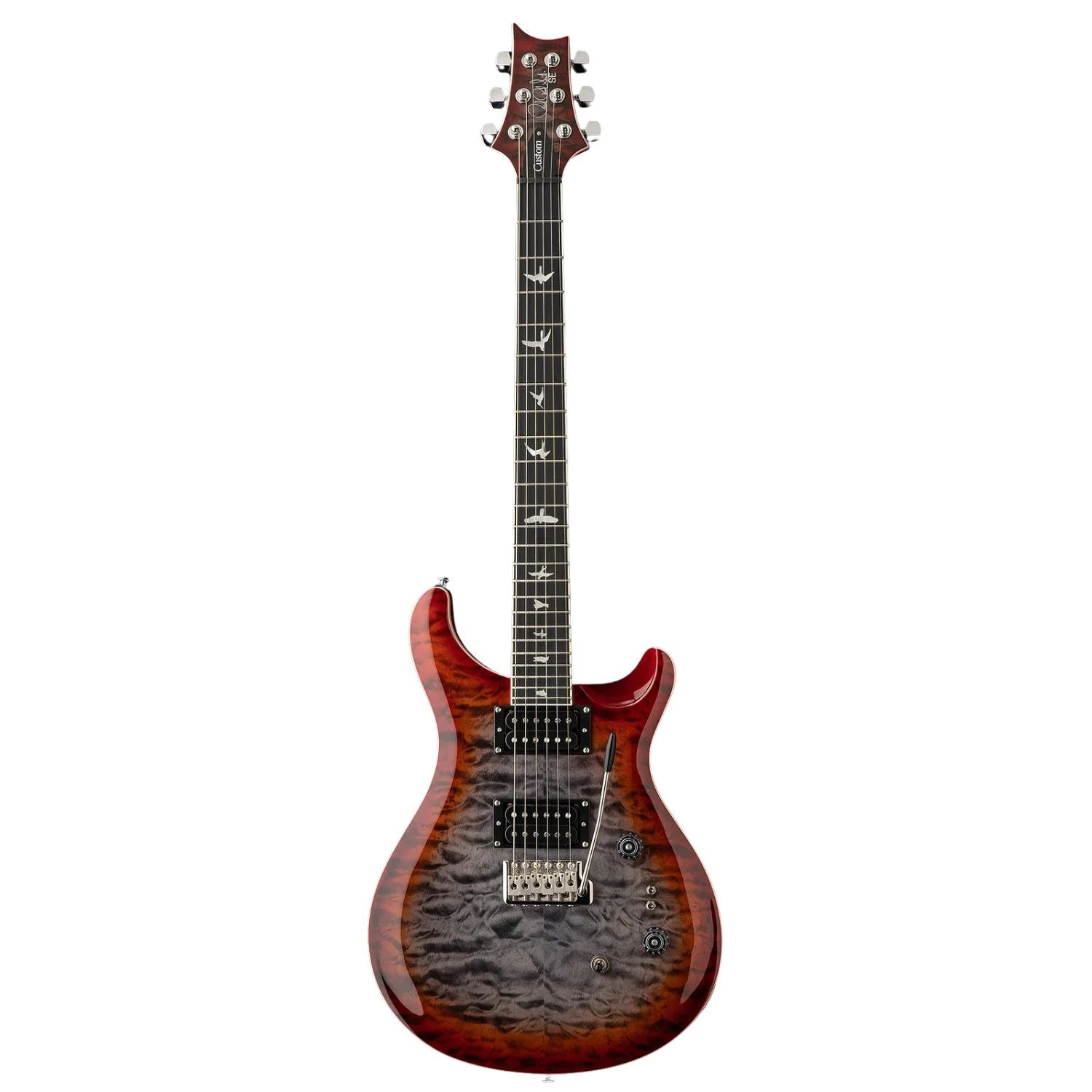 PRS Electric Guitars Charcoal Cherry Burst PRS SE Custom 24-08 6 String Electric Guitar with Gigbag #color_charcoal-cherry-burst