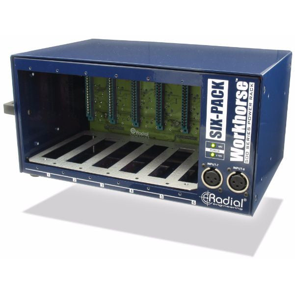 radial engineering signal processors workhorse sixpack - portable 6 slot power rack