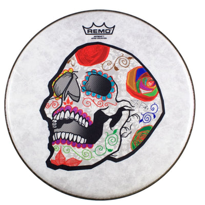 Remo SKYNDEEP SUEDE ARTBEAT Artist Collection - José Pasillas Candy Skull Drumhead - 14"