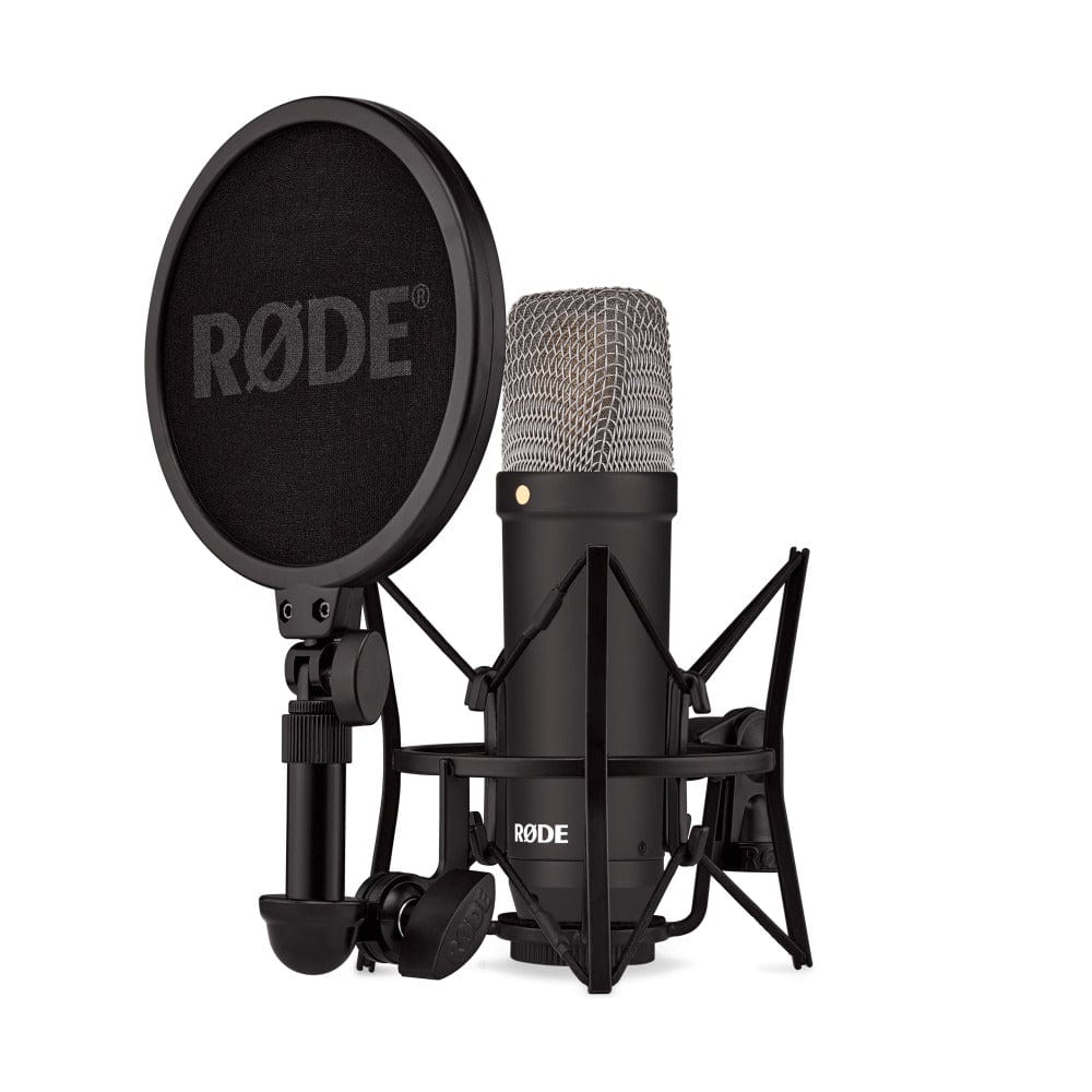 Rode Condenser Microphones Black Signature Series Large Diaphragm Condenser Microphone with Shock Mount, Pop Filter and XLR Cable for Music Production, Vocal Recording, Streaming and Podcasting