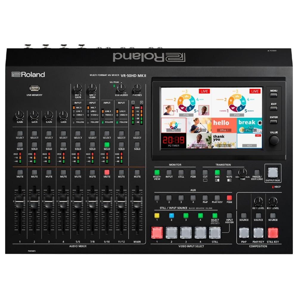 roland analog mixers roland vr-50hdmk2 multi-format av mixer with usb 3.0 streaming