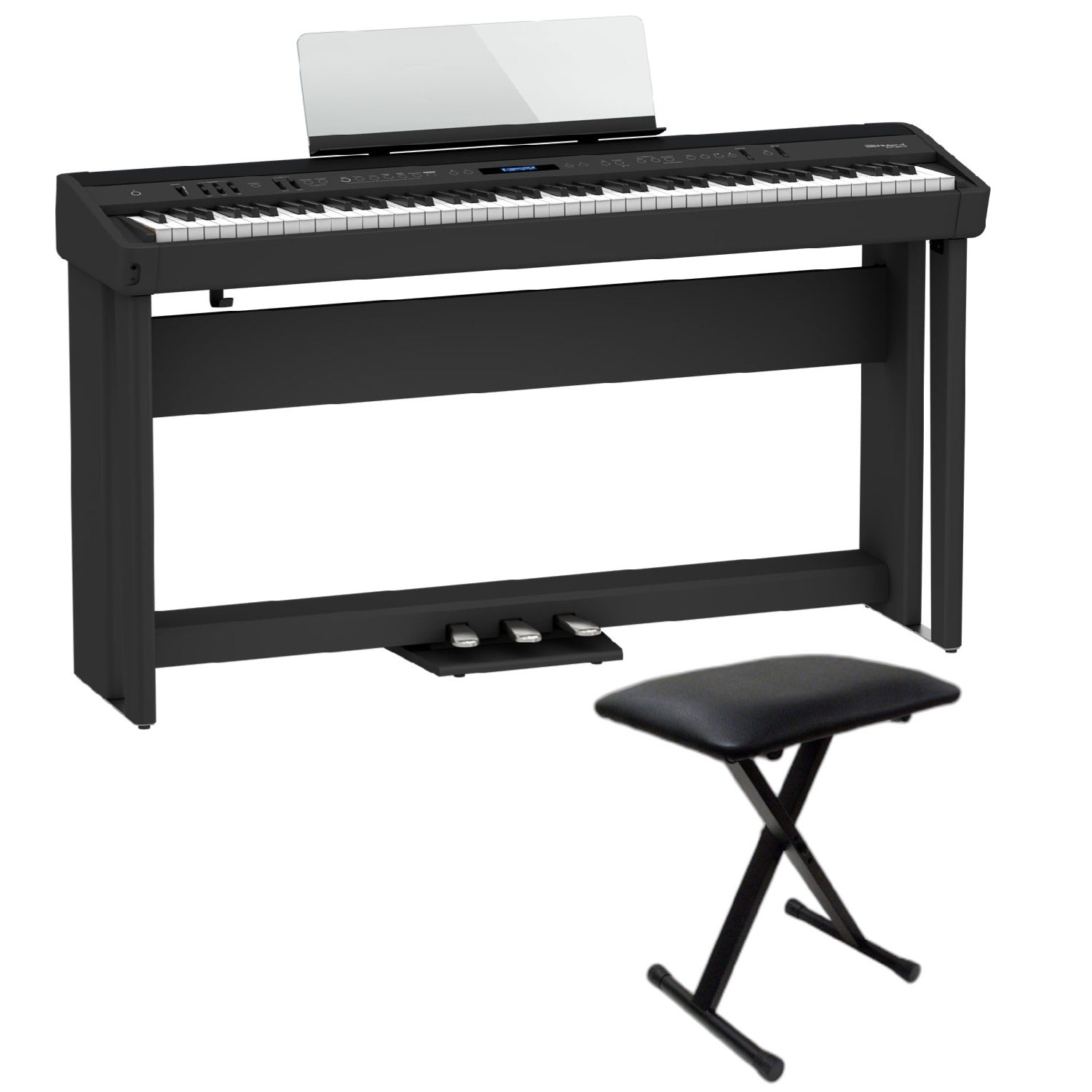 Roland Digital Pianos Black / Piano with Stand & Bench Roland FP-90X 88 Key Digital Piano #color_black,style_piano-with-stand-&-bench