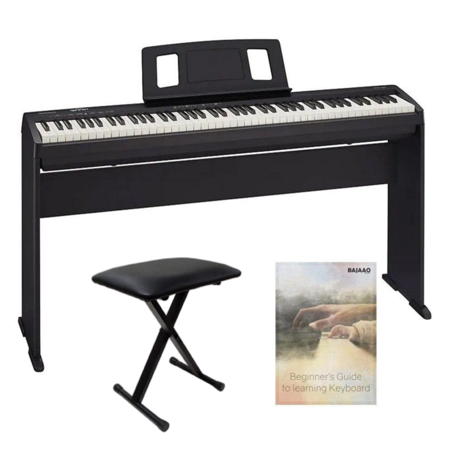 Roland Digital Pianos Bundle w Matching Stand, Bench Roland FP-10 88-Key Digital Piano - Black