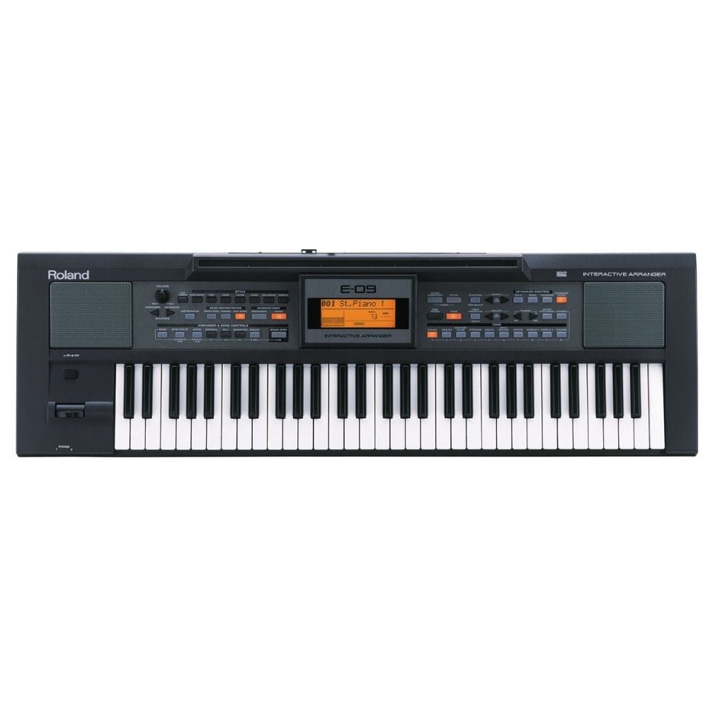 roland keyboard bundles roland e09in indian edition arranger keyboard with dust cover, stand, pedal & polishing cloth