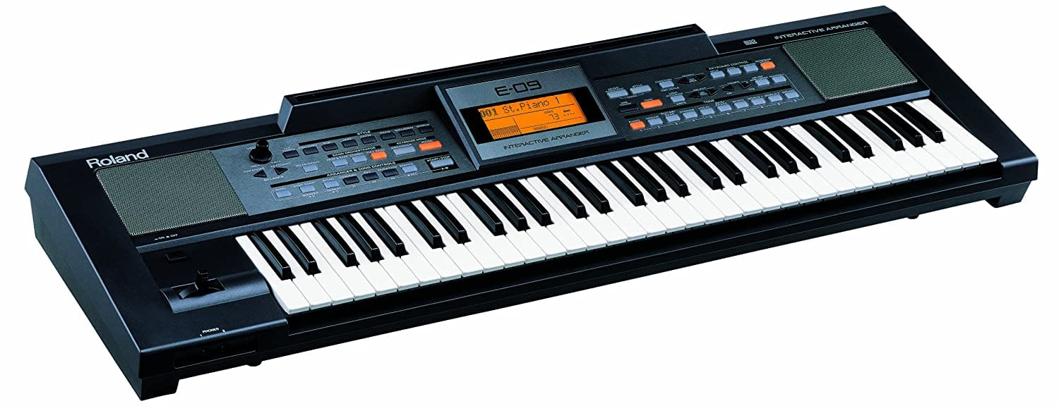 roland keyboard bundles roland e09in indian edition arranger keyboard with dust cover, stand, pedal & polishing cloth