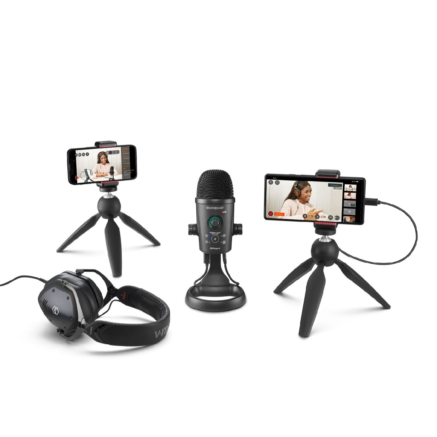 Roland USB Microphones Roland GO PODCAST Video Podcasting Studio USB Microphone for Smartphones