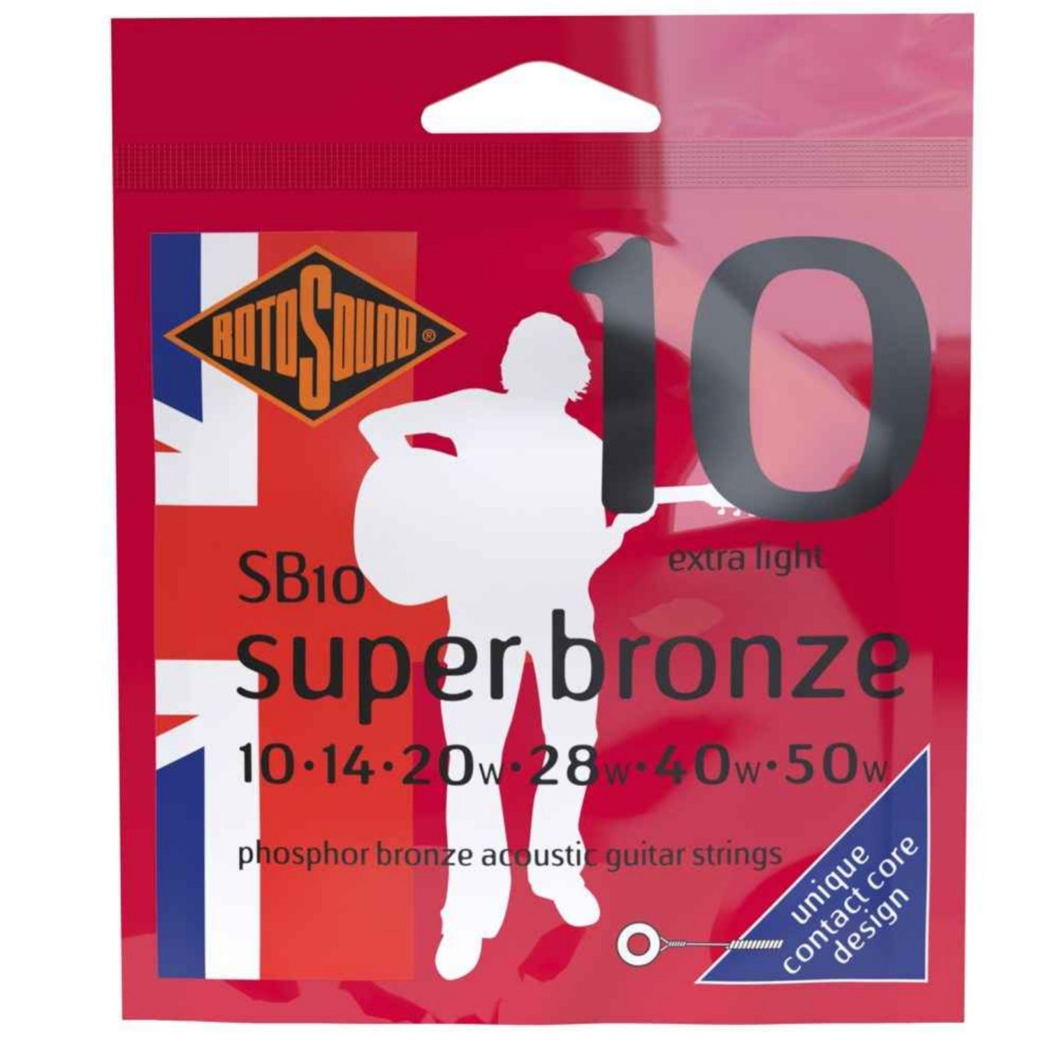 Rotosound Acoustic Guitar Strings 010-050 Rotosound SB10 PSD Super Phosphor Bronze Extra Light Acoustic Guitar String