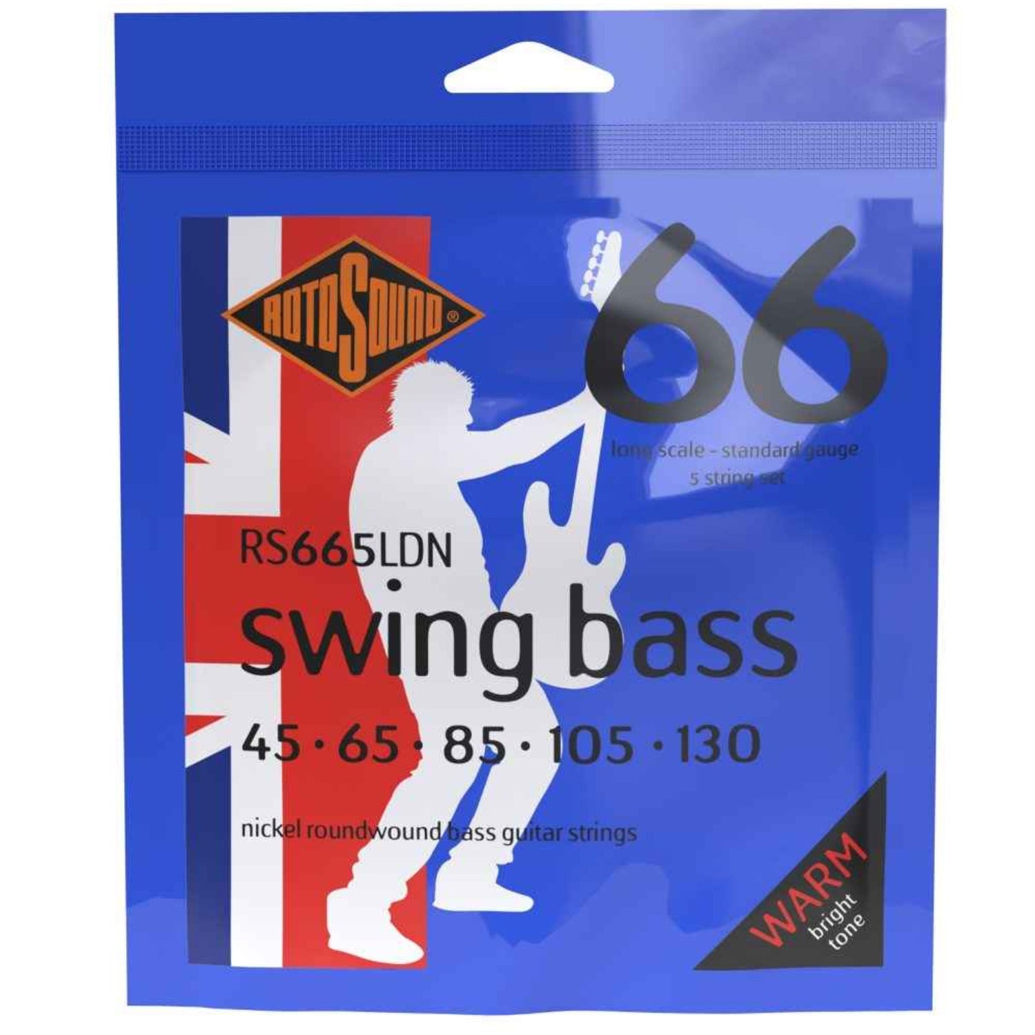 Rotosound Bass Guitar Strings 045-130 Rotosound RS665LDN Swing Bass 66 Nickel 5-String Standard Bass Guitar String