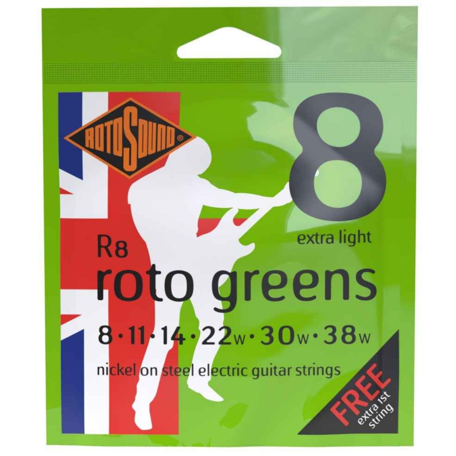 Rotosound Electric Guitar Strings 0.08-0.38 Rotosound R8 Nickel Extra Light Electric Guitar String