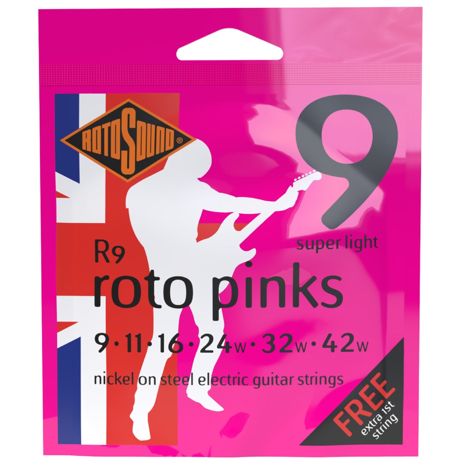 Rotosound Electric Guitar Strings Rotosound R9 Pink Electric Guitar Strings