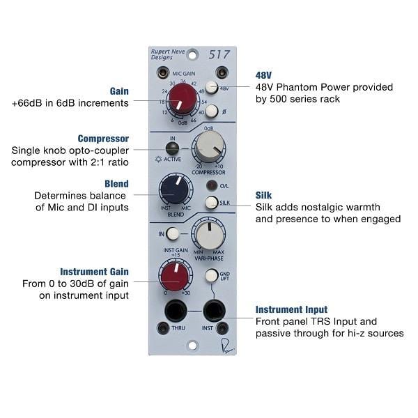 Rupert Neve Designs Signal Processors Rupert Neve Designs 517 - DI, Preamp, Compressor w/ Variphase