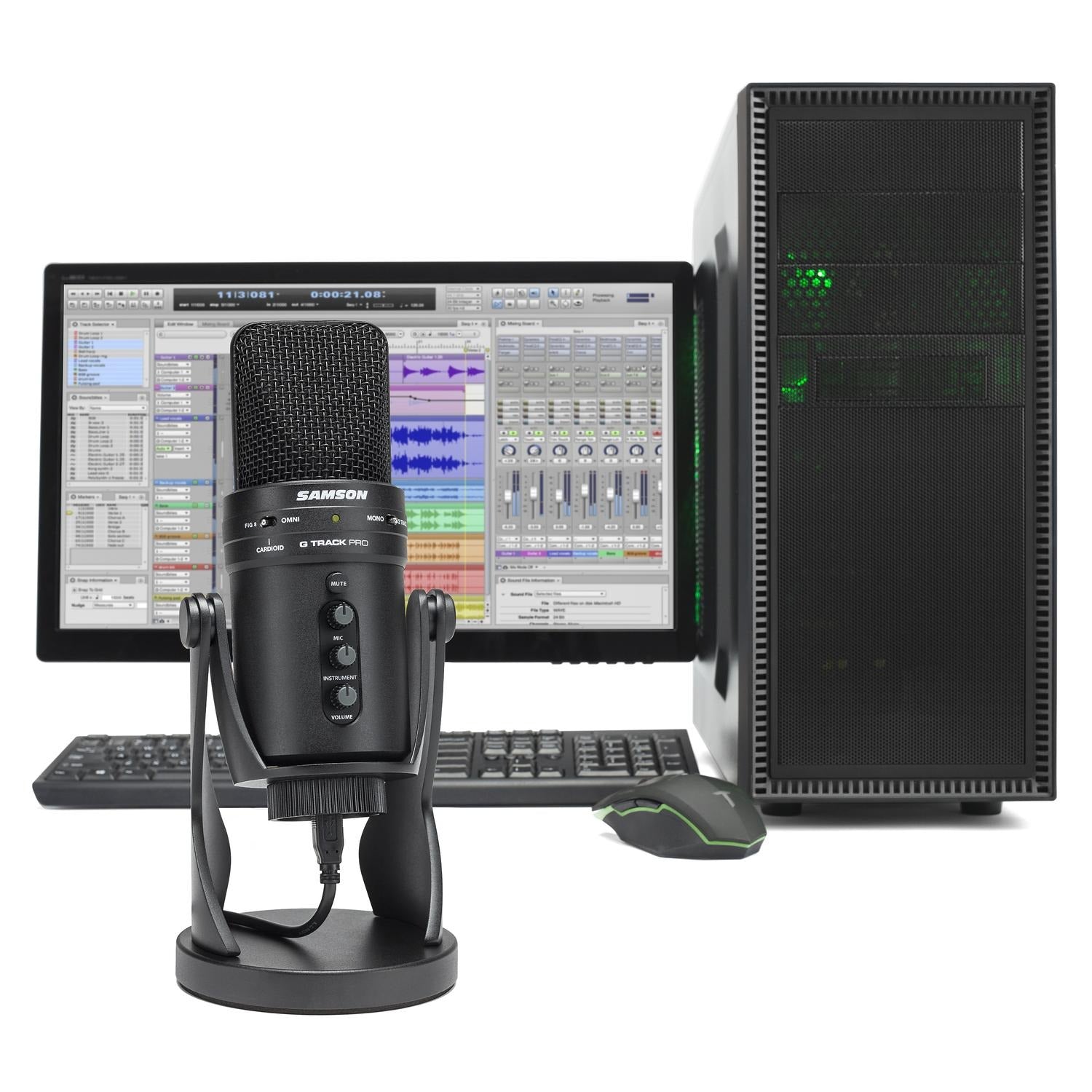 Samson Condenser Microphones Samson G-Track Pro Professional USB Condenser Microphone with Audio Interface- Black