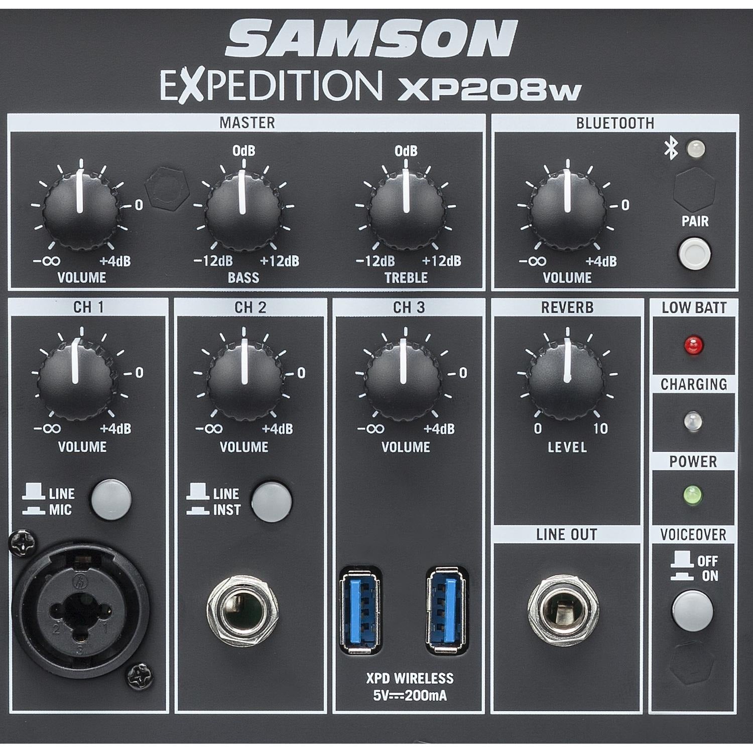 Samson Portable Pa Systems Samson Expedition XP208w - Rechargeable Portable PA with Handheld Wireless System and Bluetooth