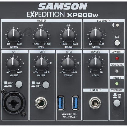 Samson Portable Pa Systems Samson Expedition XP208w - Rechargeable Portable PA with Handheld Wireless System and Bluetooth