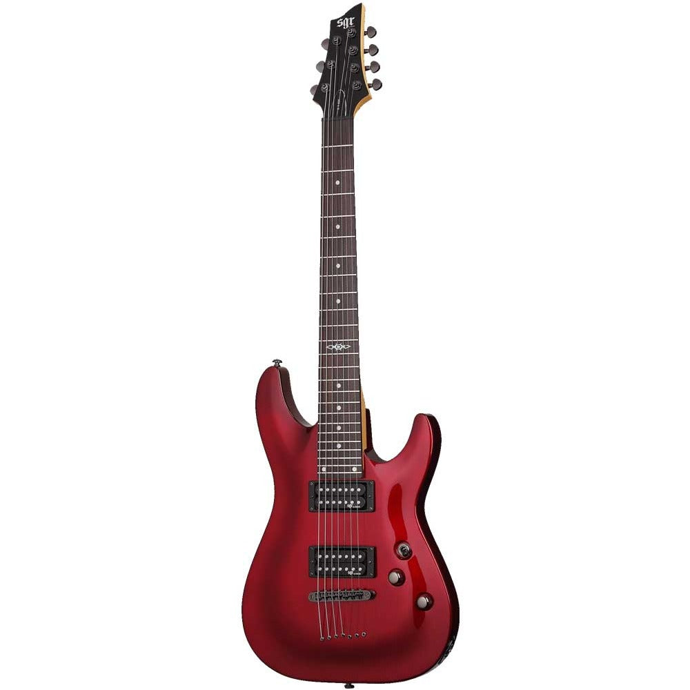 Schecter Electric Guitars Metallic Red Schecter SGR C7 7 String Electric Guitar With Gig Bag