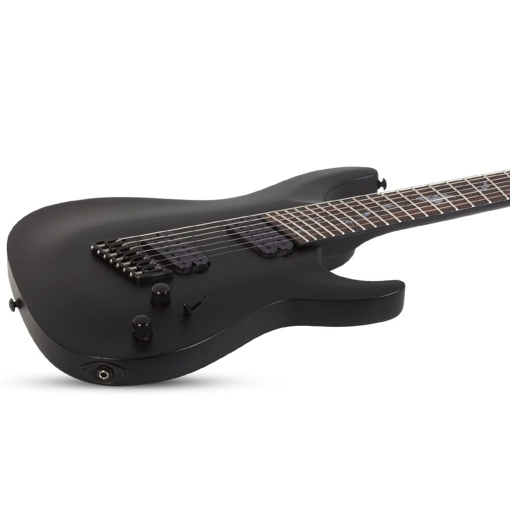 schecter electric guitars satin black schecter damien-7 multiscale 7 string electric guitar   