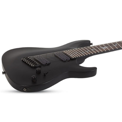 schecter electric guitars satin black schecter damien-7 multiscale 7 string electric guitar   