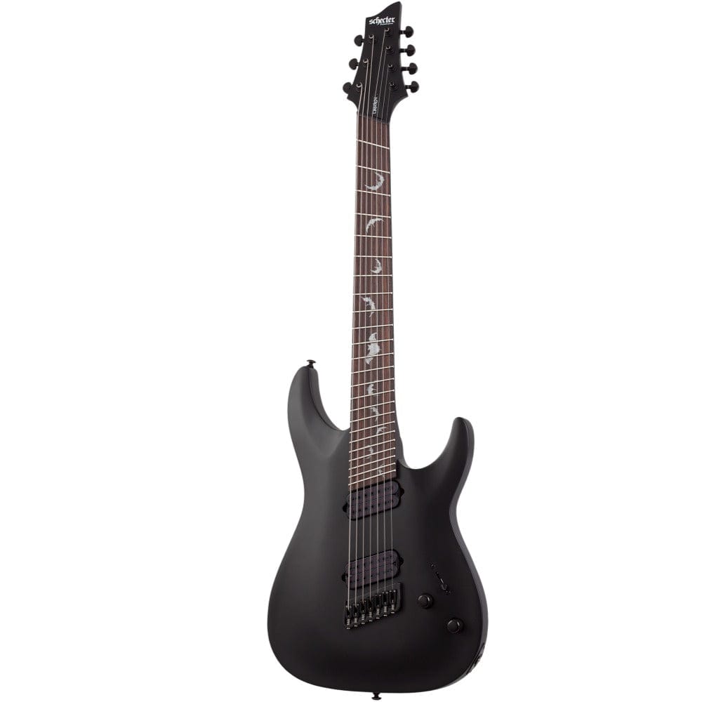 schecter electric guitars satin black schecter damien-7 multiscale 7 string electric guitar   