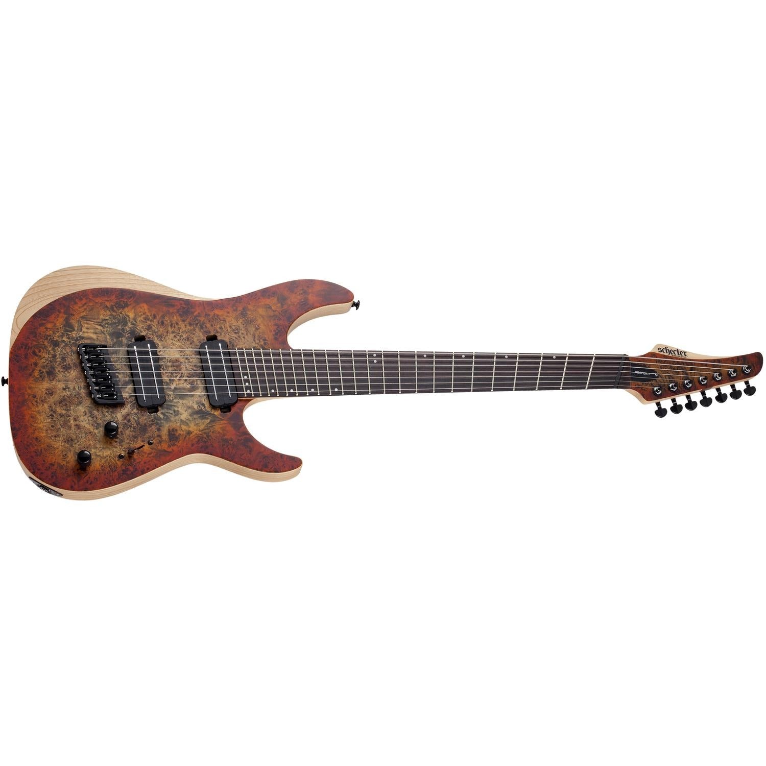 Schecter Electric Guitars Satin Inferno Burst Schecter Reaper 7 Multiscale 7 String Electric Guitar