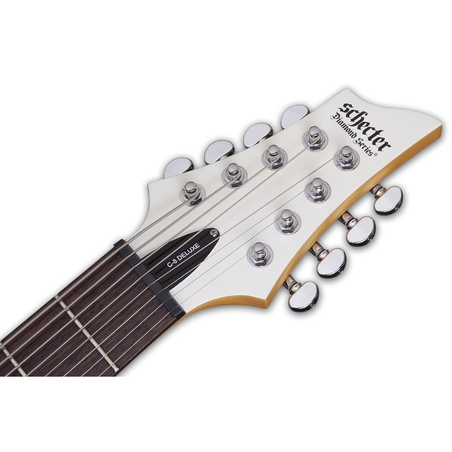 Schecter Electric Guitars Schecter Guitar Research C-8 Deluxe Electric Guitar - 8 String #color_satin-white