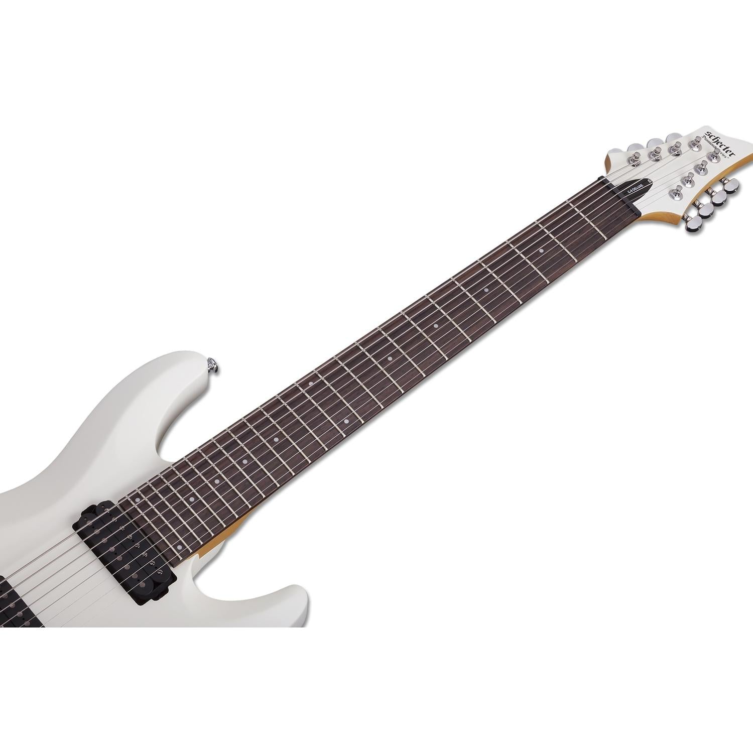 Schecter Electric Guitars Schecter Guitar Research C-8 Deluxe Electric Guitar - 8 String #color_satin-white