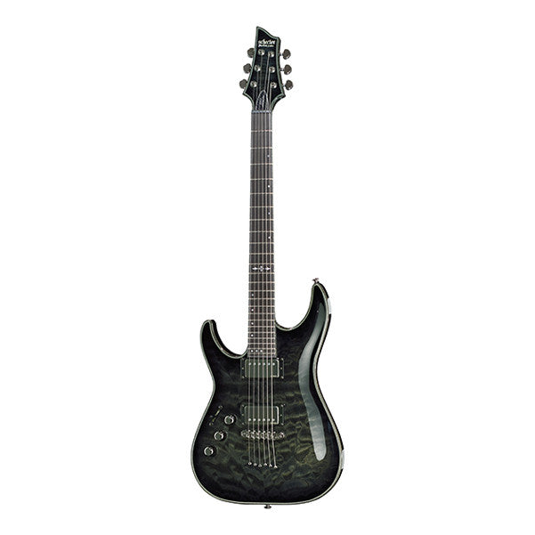 schecter electric guitars schecter hellraiser hybrid c-1 left handed electric guitar - trans black burst