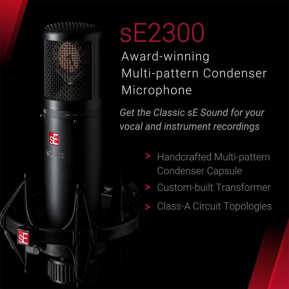 se electronics condenser microphones se electronics se2300 studio condenser microphone with switchable polar patterns and isolation pack