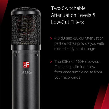 se electronics condenser microphones se electronics se2300 studio condenser microphone with switchable polar patterns and isolation pack