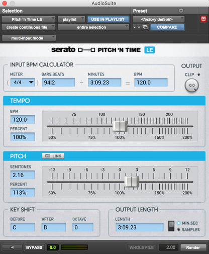 SERATO Virtual Processors Serato Pitch 'n Time LE Time Stretching & Pitch Shifting Software