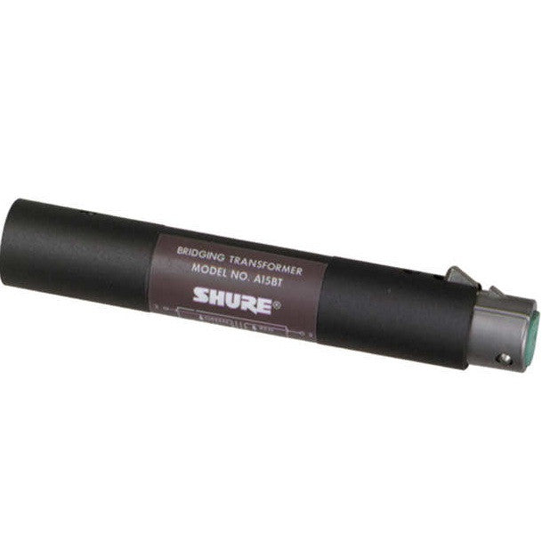 shure accessories shure a15bt bridging transformer in line barrel, matches balanced and unbalanced levels and impedances