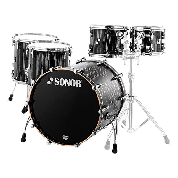 Sonor Acoustic Drum Kits Sonor SQ2 Acoustic Drum Shell Set - Ebony White Stripes