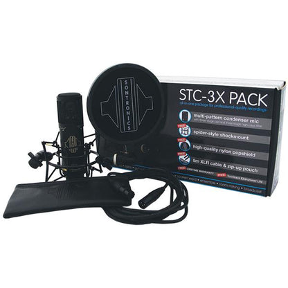 sontronics condenser microphones black sontronics stc-3x 3 pattern large diaphragm condenser mic pack    
