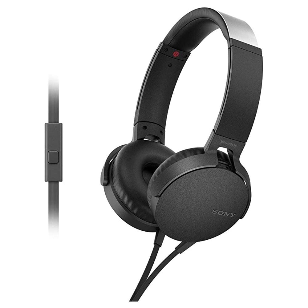 Sony On-Ear Wired Headphones Black Sony MDR-XB550AP Extra Bass On-Ear Wired Headphones