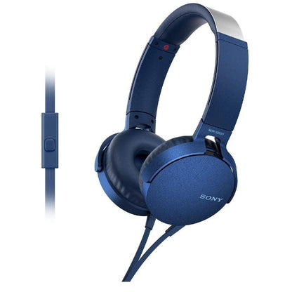 Sony On-Ear Wired Headphones Blue Sony MDR-XB550AP Extra Bass On-Ear Wired Headphones