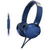 Sony On-Ear Wired Headphones Blue Sony MDR-XB550AP Extra Bass On-Ear Wired Headphones
