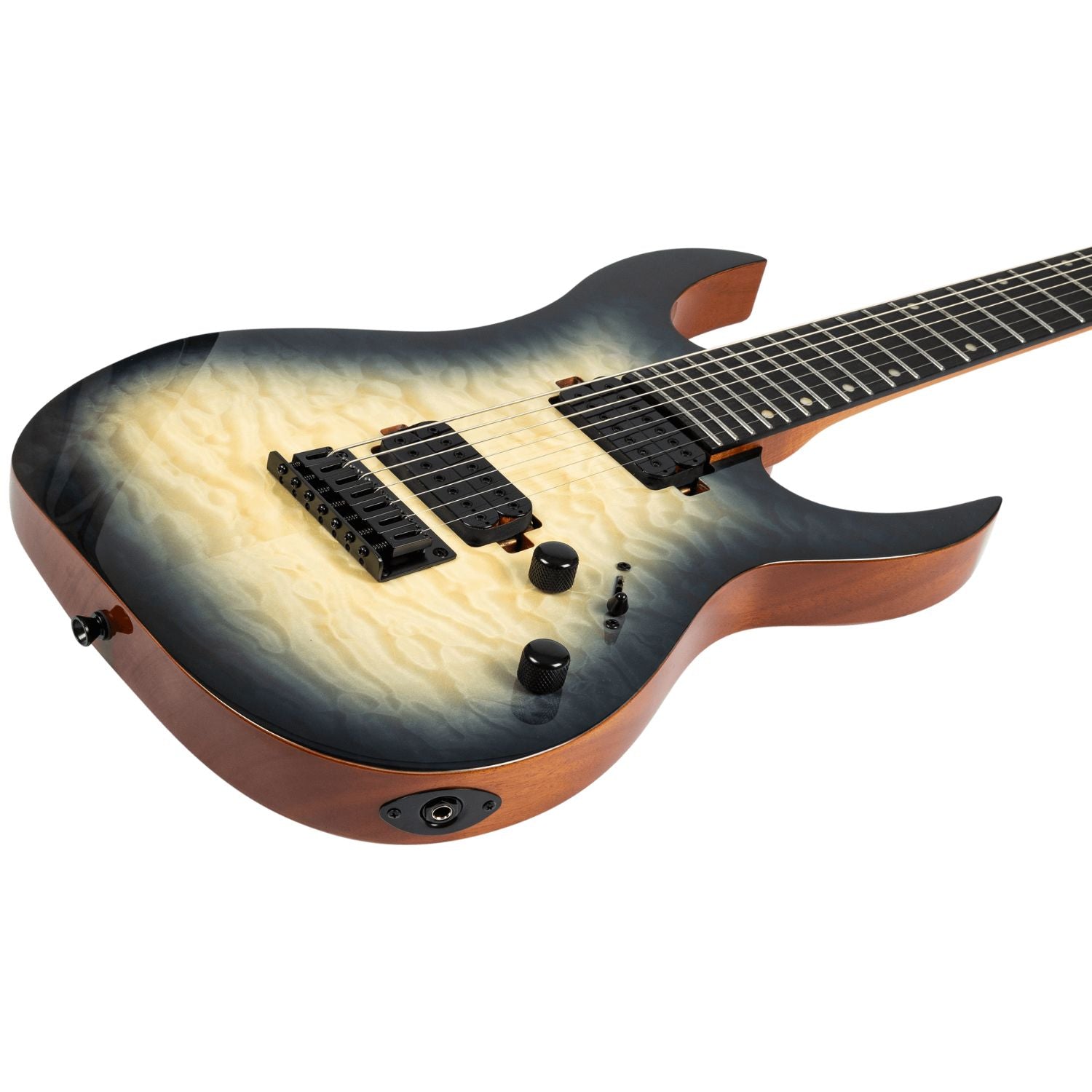 Spire Electric Guitars Trans Grey and Fireburst Spira S-507 QGY E 7 String Electric Guitar