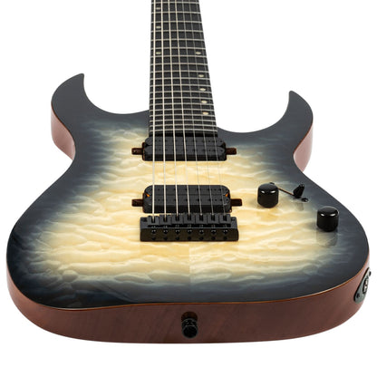 Spire Electric Guitars Trans Grey and Fireburst Spira S-507 QGY E 7 String Electric Guitar